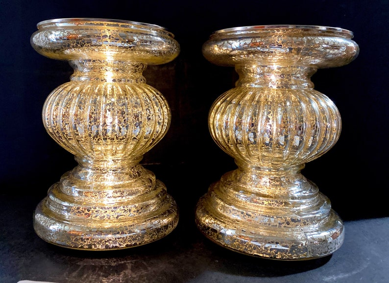 Valerie Parr Hill Lit Candle Holder Glass Pedestals W/ Mirror Etsy