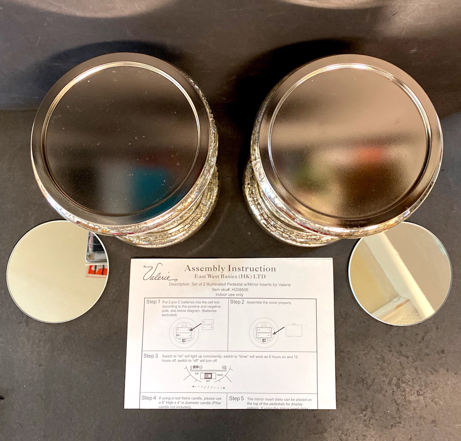 Valerie Parr Hill Lit Candle Holder Glass Pedestals W/ Mirror Etsy