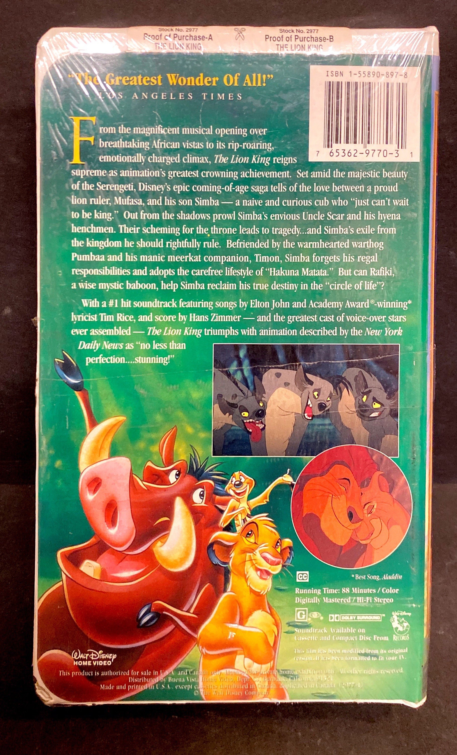 Vintage the Lion King VHS 2977 Walt Disney Masterpiece Etsy Australia