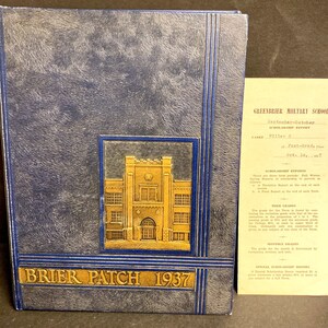 Vintage Rare 1937 Yearbook  Military School Brier Patch Lewisburg WV Nice!