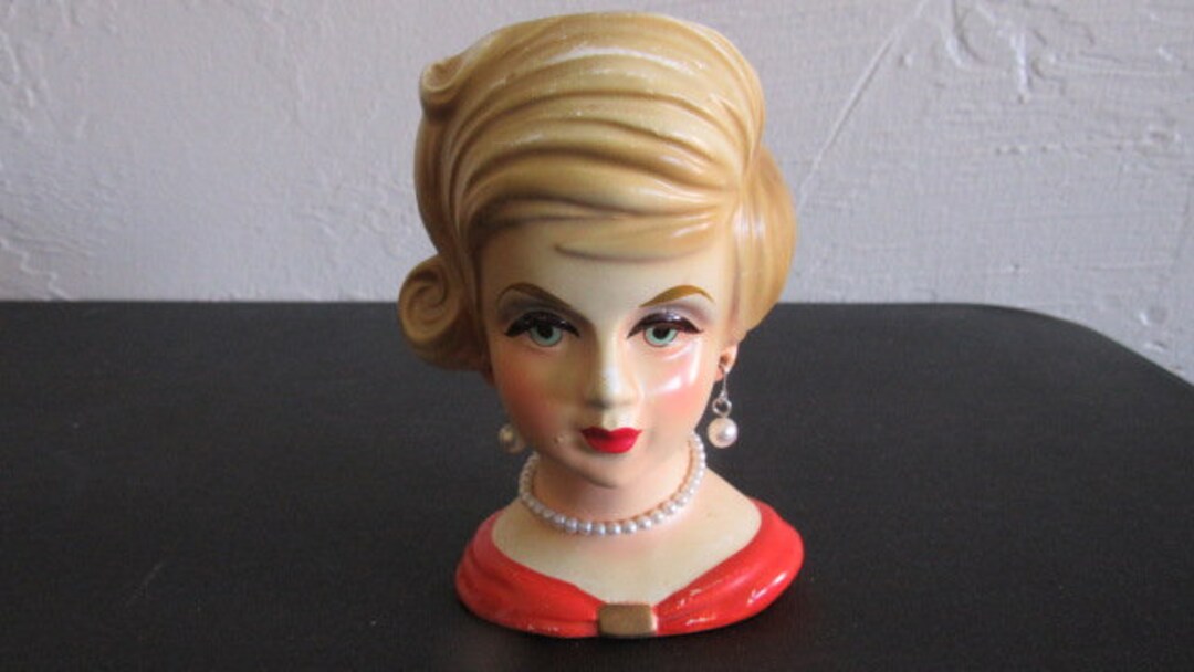 Vintage Napcoware Rare 1960's 5 Lady Head Vase Planter 4120 Blonde Hair Pearl Earrings Etsy