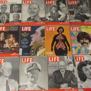Vintage Mixed Lot (12) LIFE Magazines 1940's-1950's,60's War