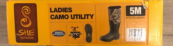 she outdoor camo utility waterproof rubber boots for ladies
