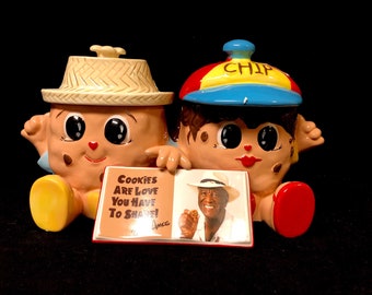 Célèbre Wally Amos Double Canister Character Cookie Jar Édition Limitée NIB