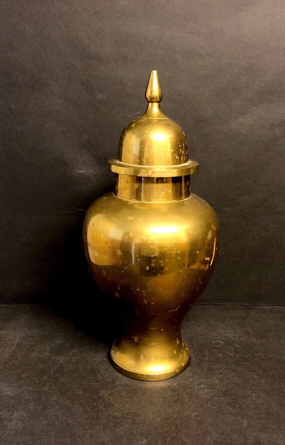 Vintage Rare 14 Tall Brass Vase With Lid Made In India Etsy
