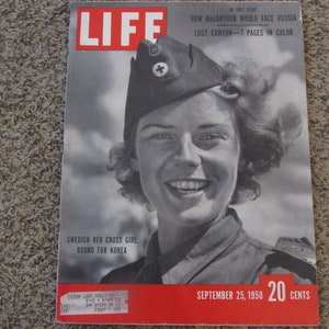 Vintage LIFE Magazine September 25, 1950 Swedish Red Cross Girl Cover