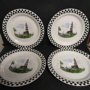 Collectible Lot (4) Alco Lighthouse & Sea Scene 10” Dinner Plates