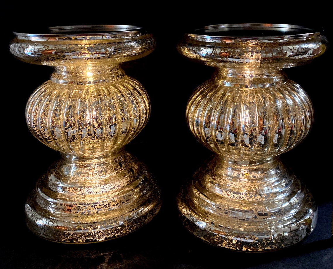 Valerie Parr Hill Lit Candle Holder Glass Pedestals W/ Mirror Etsy