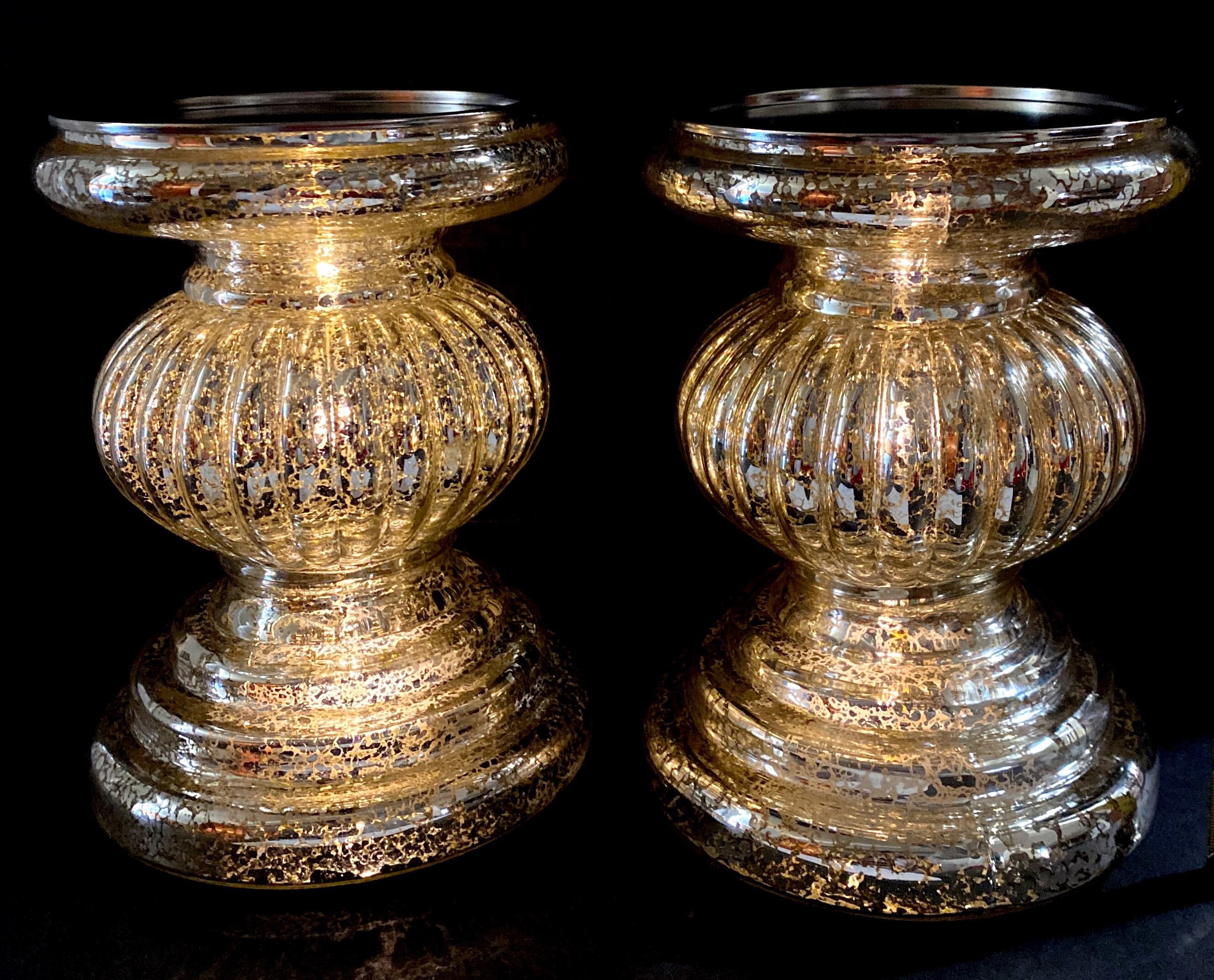 Valerie Parr Hill Lit Candle Holder Glass Pedestals W/ Mirror Etsy