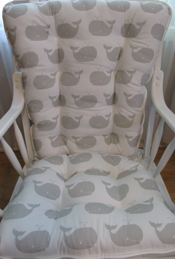 Rocking Chair Or Glider Cushions Set In French Grey Whales On Etsy