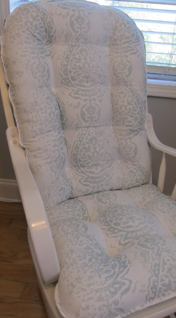 Glider Or Rocking Chair Cushions Set Manchester Snowy Spa Blue Etsy