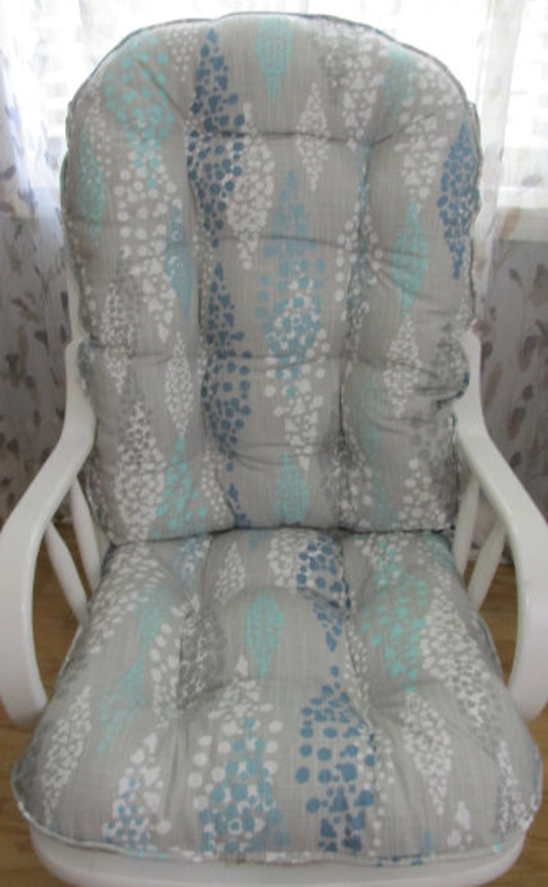 Glider or Rocking Chair Cushions Set in Angelo Fountain Slub, Grey With