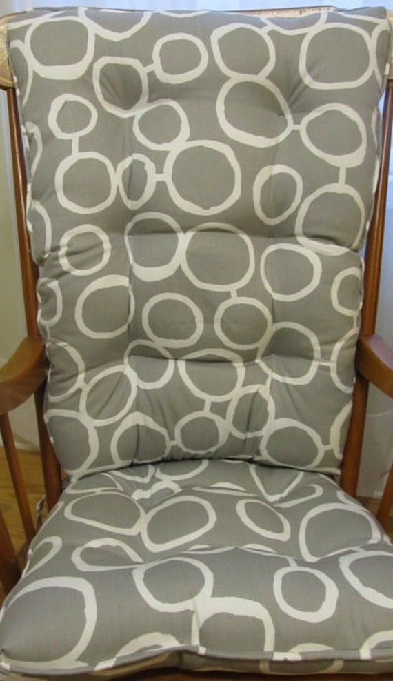 Rocking Chair Or Glider Cushions Set In Grey And White Circle Etsy