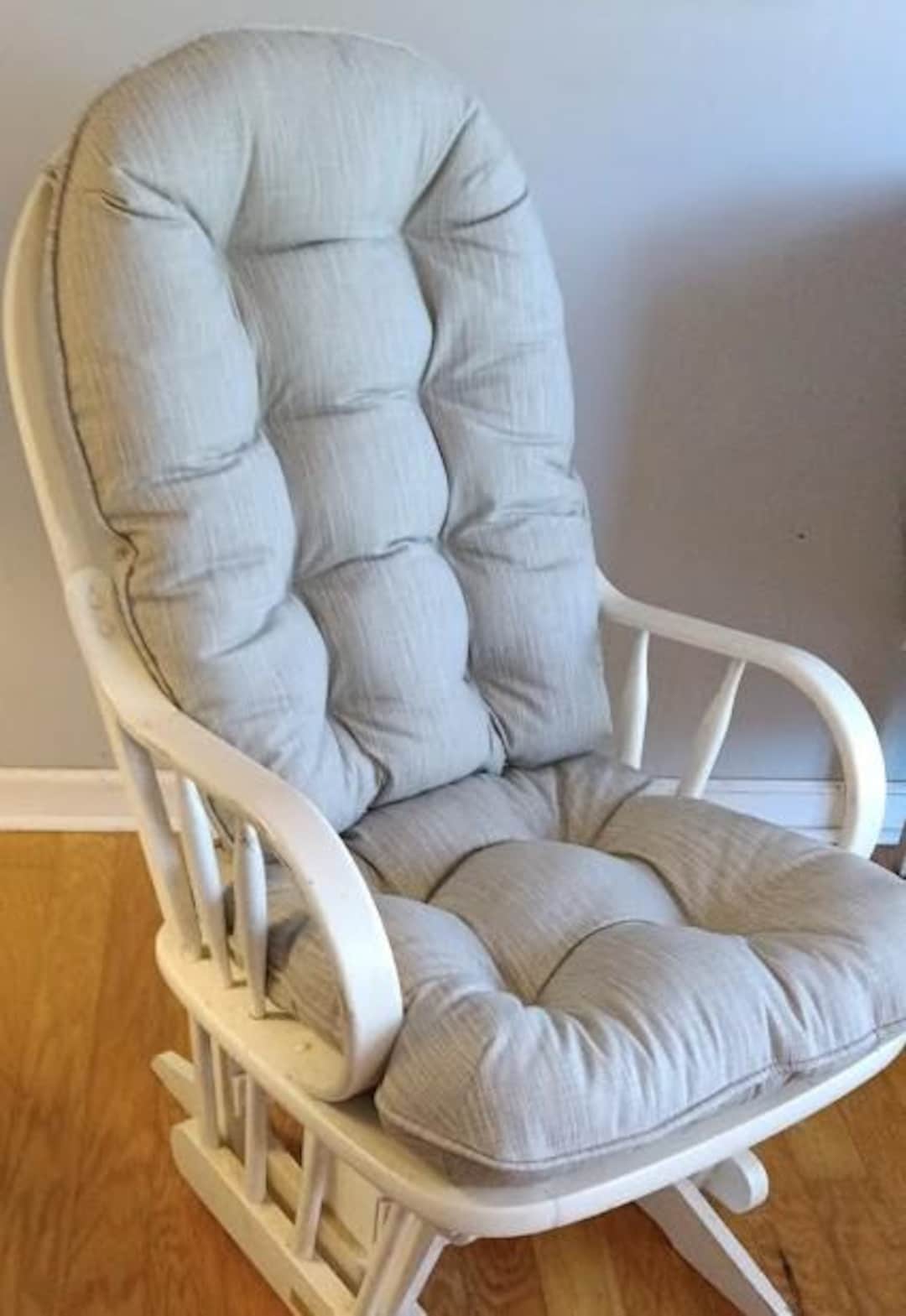 Custom Glider Rocker Cushions, Faulkner French Grey Slub, Tufted Chair ...