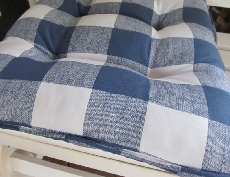 Chair Cushion Pad in Navy Blue White Buffalo Check Plaid Bar Etsy