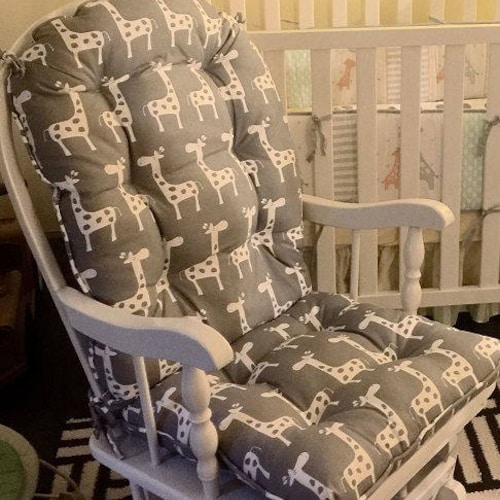 Glider Or Rocking Chair Cushions Set In Gray With White Ireland Glider Or Rocking Chair Cushions Set In, White Rocking Chair Cushion
