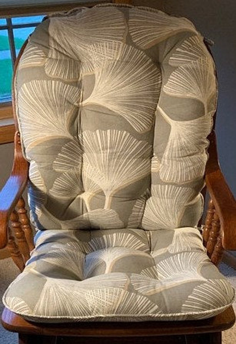 Glider Or Rocking Chair Cushions Set In Ivory Ginko Print On Etsy