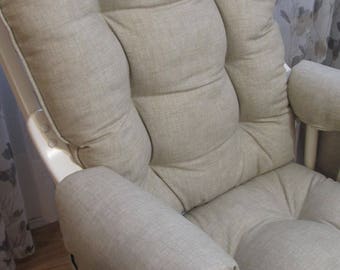 Custom Glider Rocking Chair Cushion Set in Jackson Tan , Handmade in USA, Chair is NOT included.