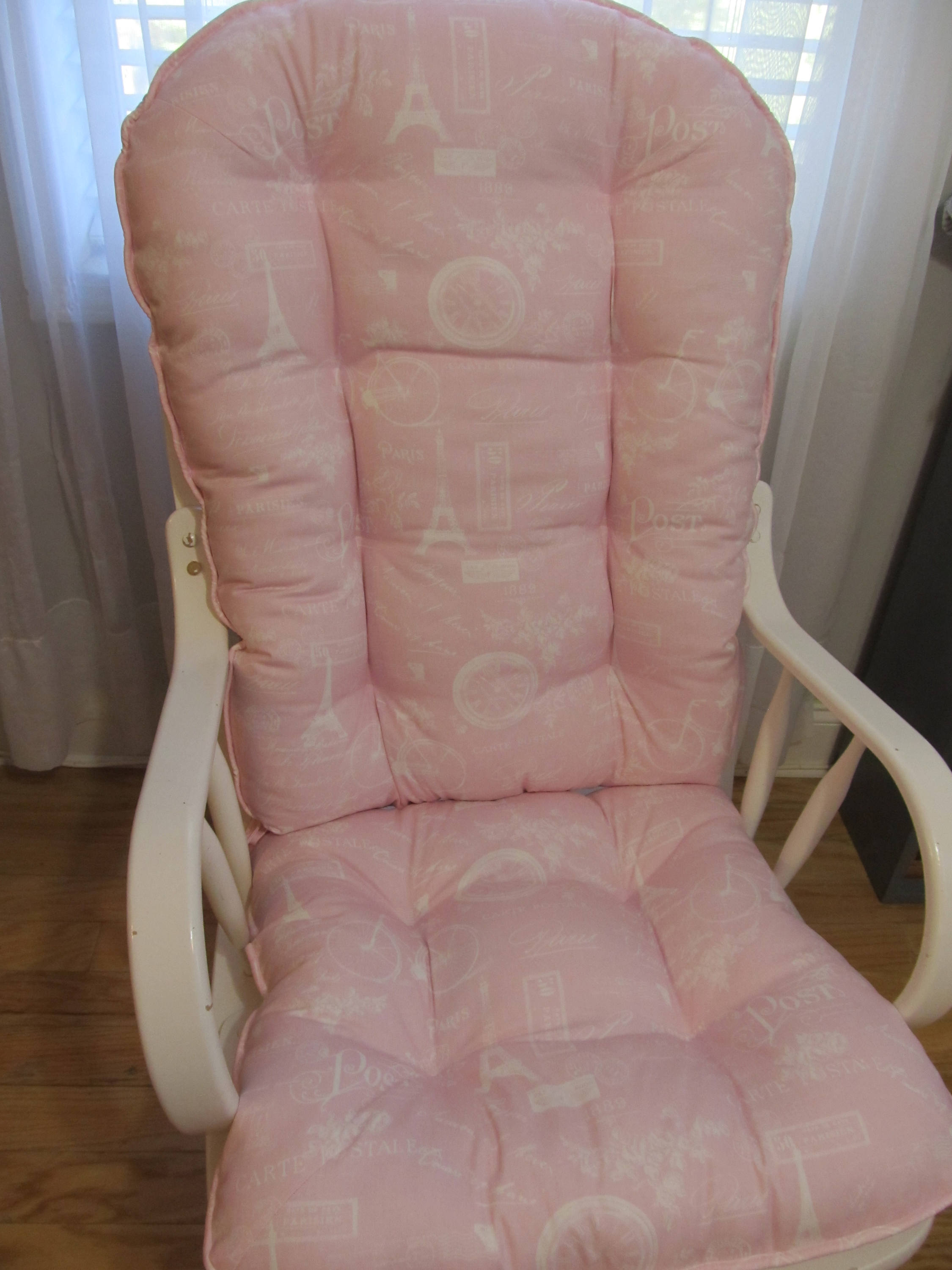pink and white glider rocker