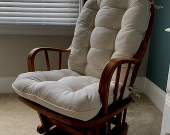 Custom Glider Rocking Chair Cushion Set in Cream twill,  Dutailier Replacement Nursery