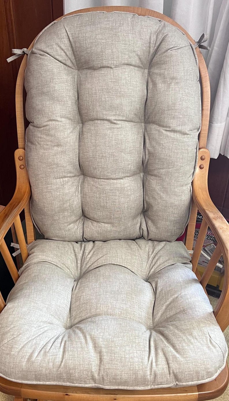 Custom Glider Rocking Chair Cushion Set in Jackson Tan , Handmade in USA 画像 4