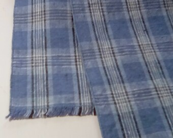 Blue Plaid Scarf, Head Wrap