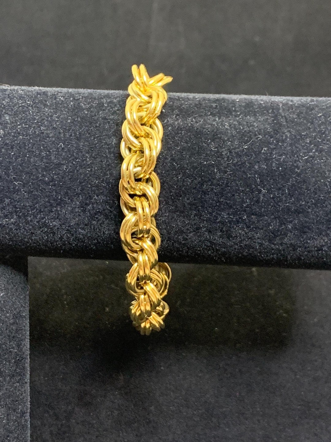 Vintage Chunky Gold Tone Rope Chain Bracelet 2248 Etsy