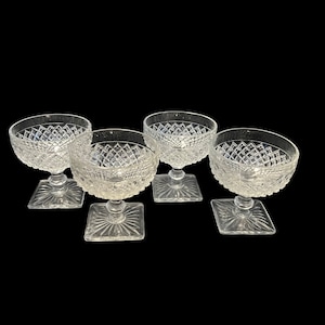 Vintage Set of 4 Anchor Hocking Miss America Clear Glass Champagne/ Tall Sherbet