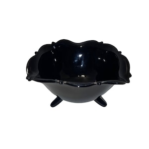 Vintage Black Amethyst Mount Pleasant 3 Footed Bowl
