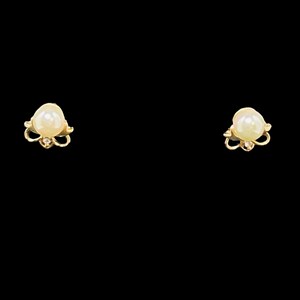 Roman Gold Tone, Faux Pearl And Rhinestone Bow Pierced Earrings (4661)