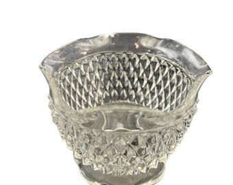 Plato para dulces de vidrio con punta de diamante transparente de Indiana Glass vintage