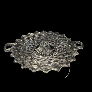 Vintage Fostoria American Clear Glass Handled Cake Plate