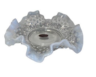 ヴィンテージ フェントン ホブネイル クリア オパールセント ガラス