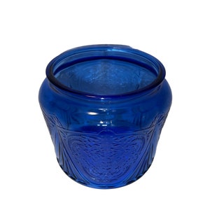 Vintage Hazel Atlas Cobalt Blue Royal Lace Glass Cookie Jar