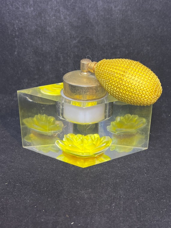 Jane Art Lucite Reverse Carved Yellow Rose Perfum… - image 3