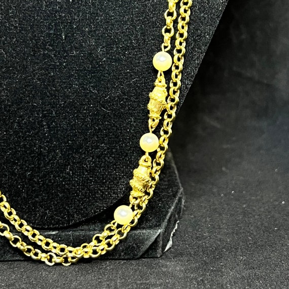 VTG Monet Single Strand Gold Tone And Faux Pearl … - image 2