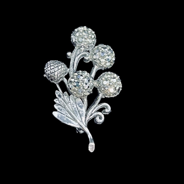 Vintage Tammy Jewels Silver Tone Marcasite Bouquet Brooch (5200)