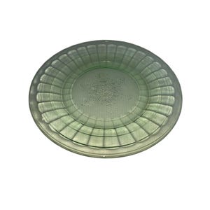 Green Depression Glass Jeannette Glass Co Snowflake Block Dinner Plate 8 7/8”