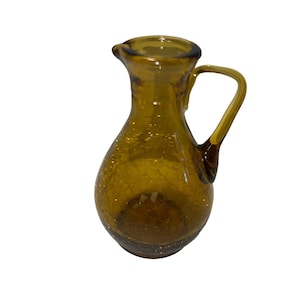 Vintage Amber Crackle Glass Pitcher
