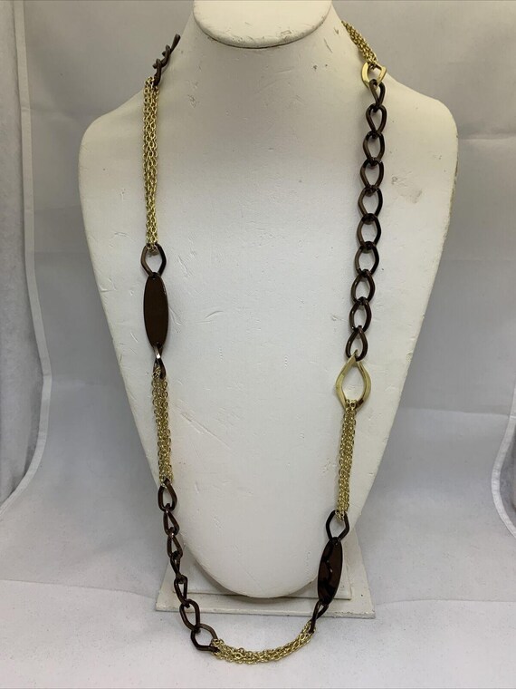 Vintage Daisy Fuentes 2 Tone Chunky Chain Necklac… - image 1