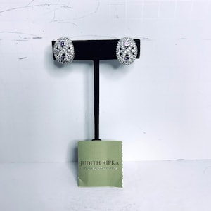 Judith Ripka Oval Sterling Silver, CZ And Amethyst Clip On Earrings (5984)