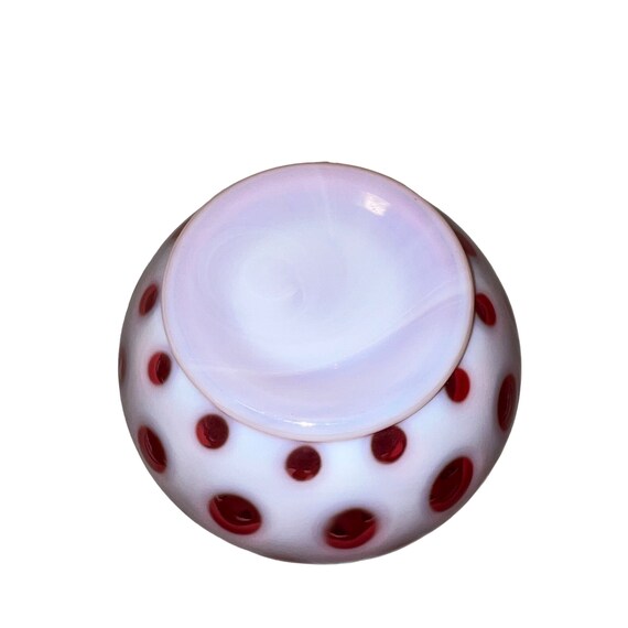 ヴィンテージ フェントン クランベリー コイン ドット ガラス