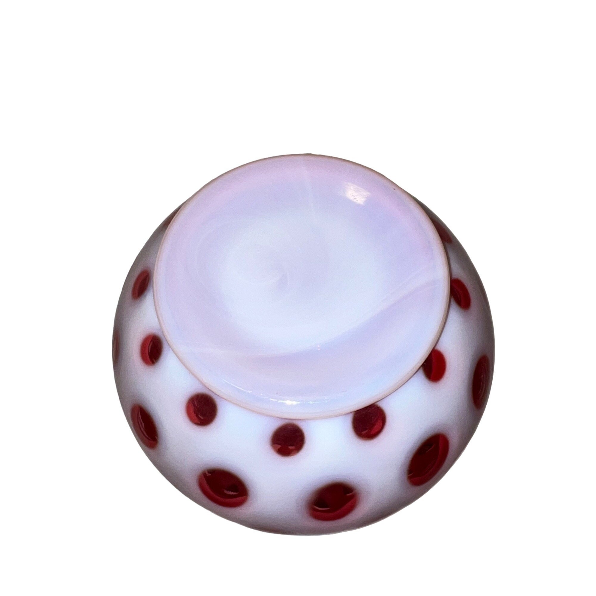 ヴィンテージ フェントン クランベリー コイン ドット ガラス