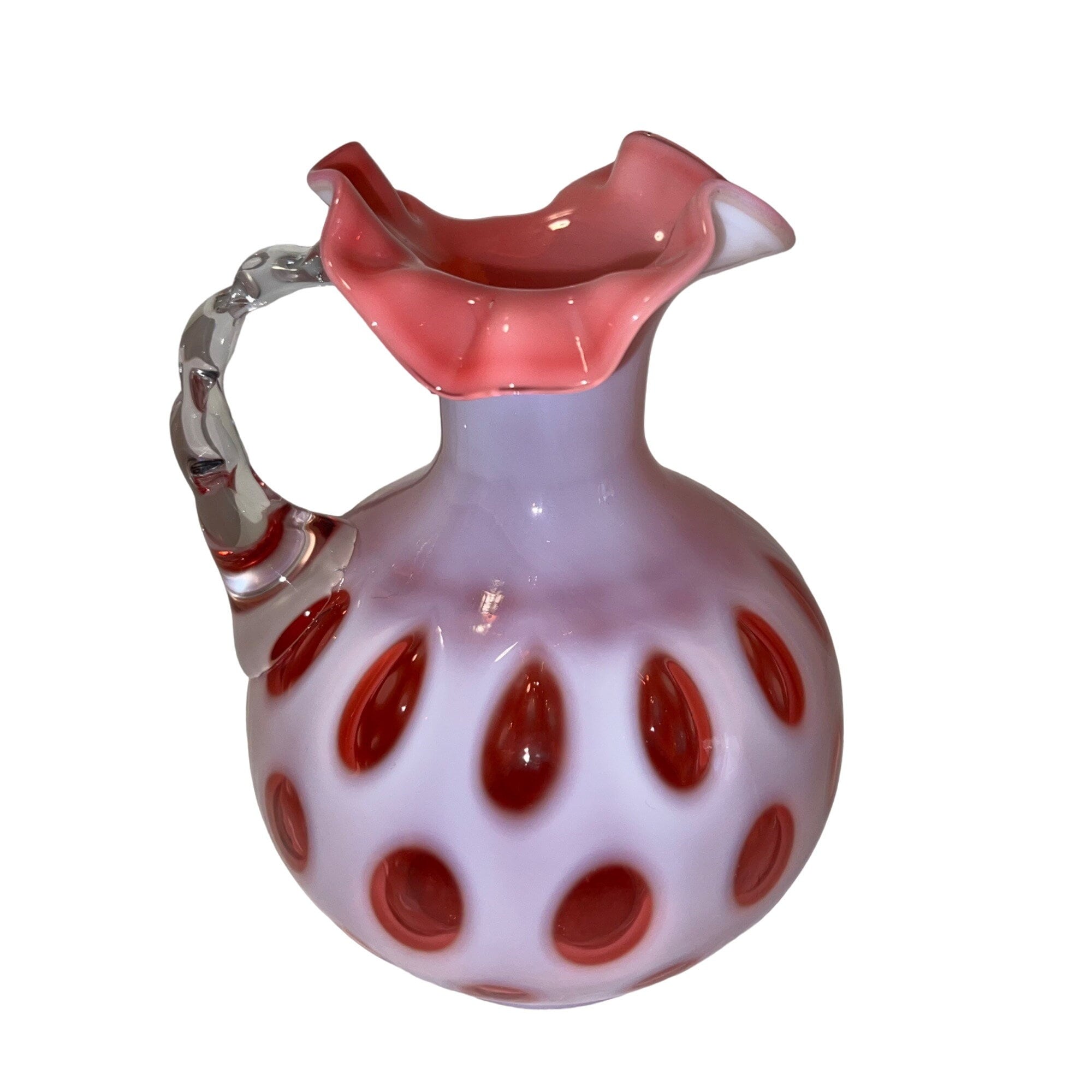 ヴィンテージ フェントン クランベリー コイン ドット ガラス