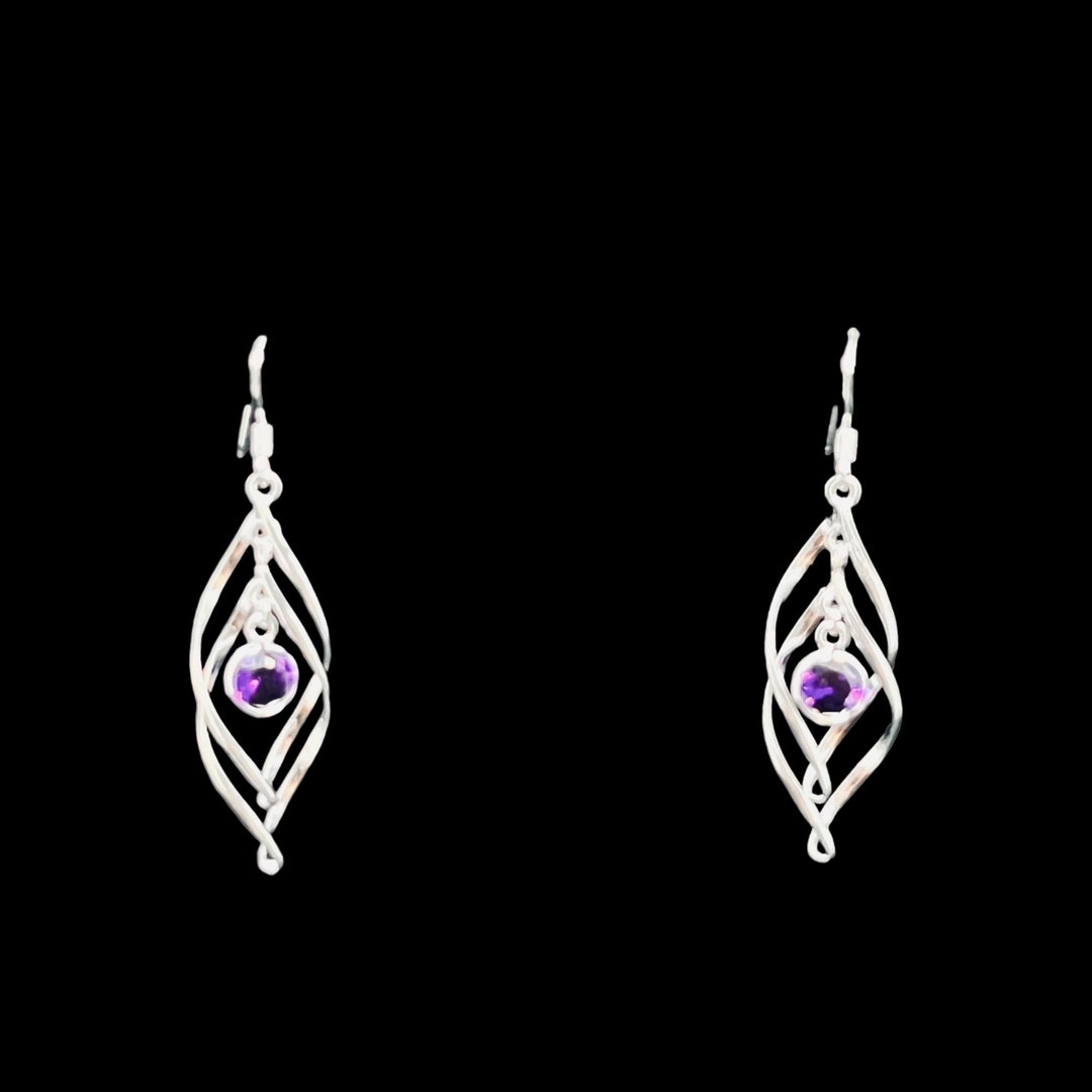 Marsala Company Sterling Silver and Purple Glass Pierced Earrings