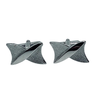 Vintage Anson Silver Tone Bow Tie Shaped Cufflinks (5911)