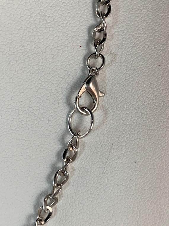 Silver Tone Choker Style Necklace With 3 Silver T… - image 3