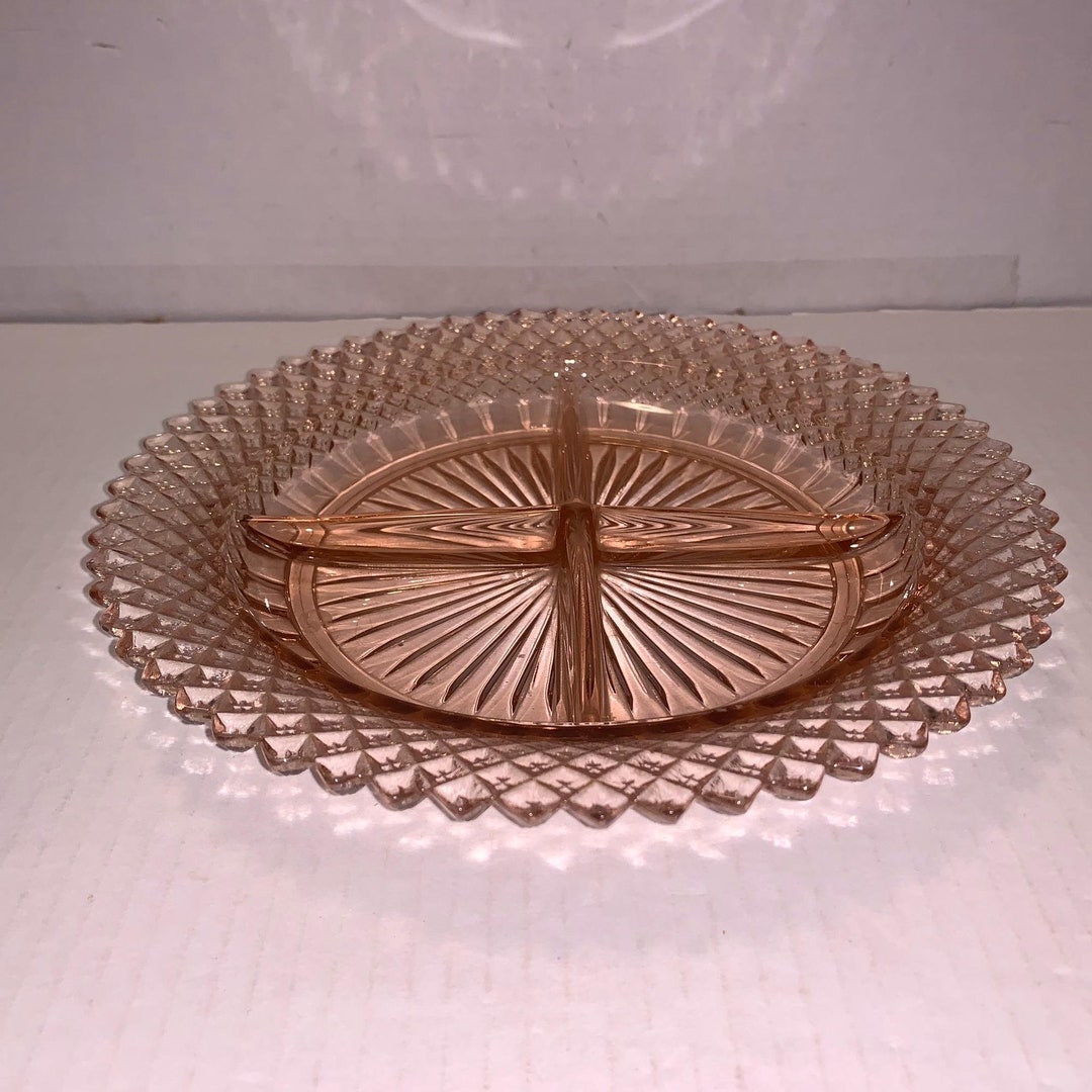 Vintage Anchor Hocking Miss America Pink Depression Glass Diamond