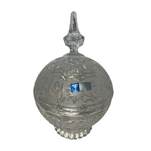 Vintage Crystal Clear Hand Cut 24% Lead Crystal Candy Dish With Lid