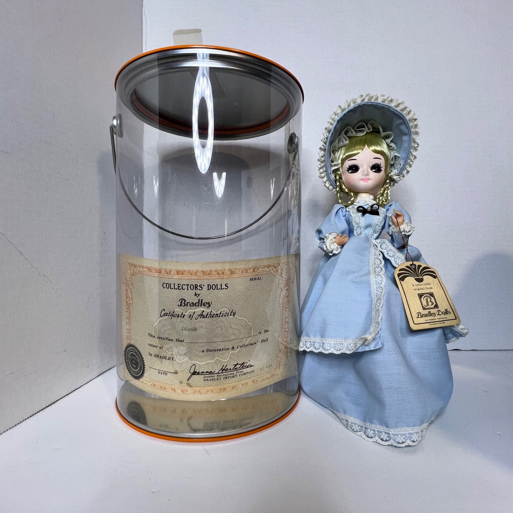 Vintage Bradley Doll Diane in Blue Dress With COA and Original Container 1982 Etsy